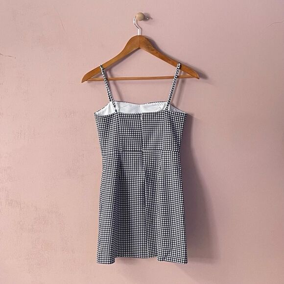 French Connection NWT Summer Whisper Black & White Gingham Mini Dress Size 0 - Picture 2 of 13